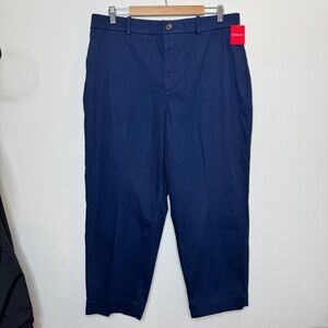 NWT SPANX Stretch Twill Straight Crop Pant Navy Size 1X